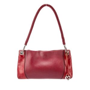 Brighton Red Leather Shoulder Bag with Braided Strap and Heart Charm